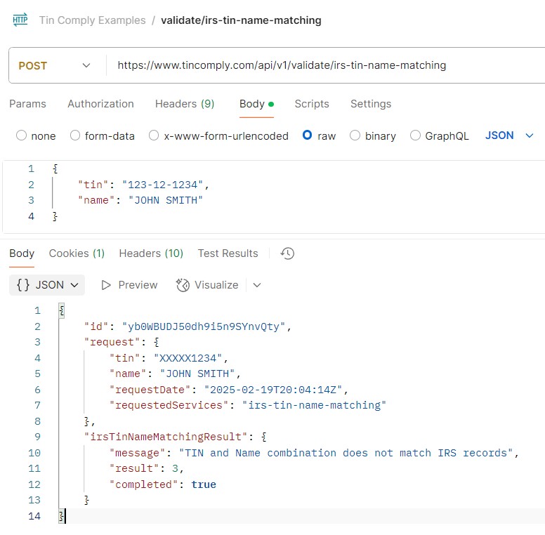 JSON Body Setup