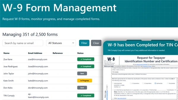 Screenshot of the W-9 Management portal